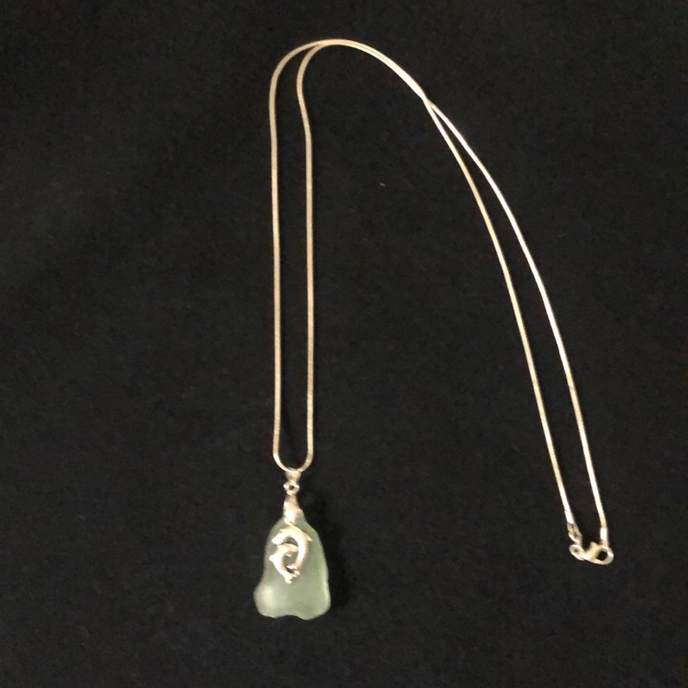 Sea Glass Necklace on Sterling Silver Chain